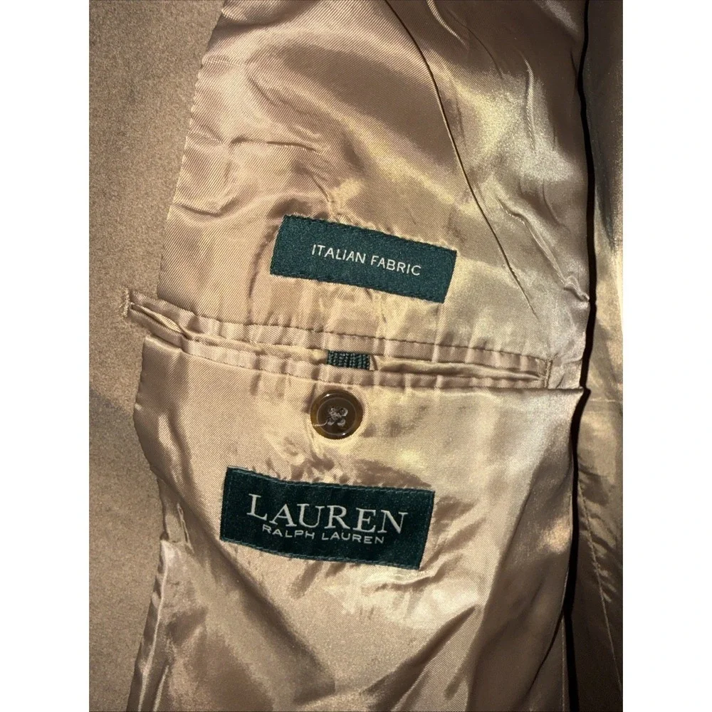 Ralph Lauren Mens Overcoat  Camel fully lined 3 button Italian Wool Fabric. 5513